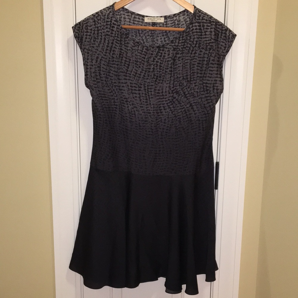 Halston Heritage Black Patterned Multi Drop Waist… - image 1